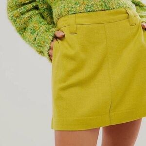 NWOT Free People “People Can’t Blame Me”Citronelle, Linen Mini Skirt